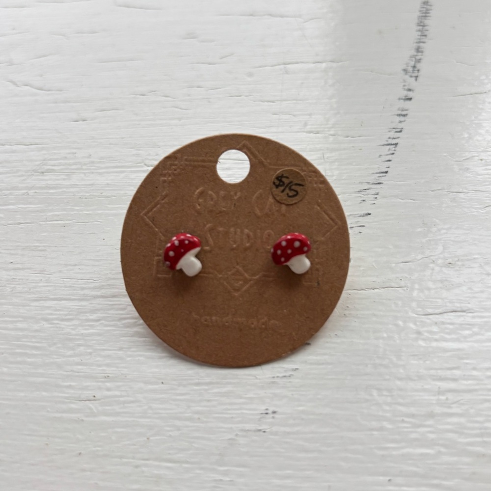 Red Mushroom Stud Earrings - NWT